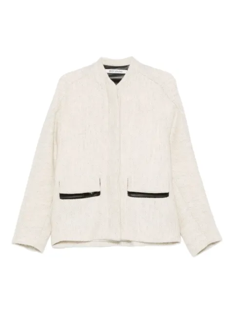 MARK KENLY DOMINO TAN herringbone-pattern pocket jacket