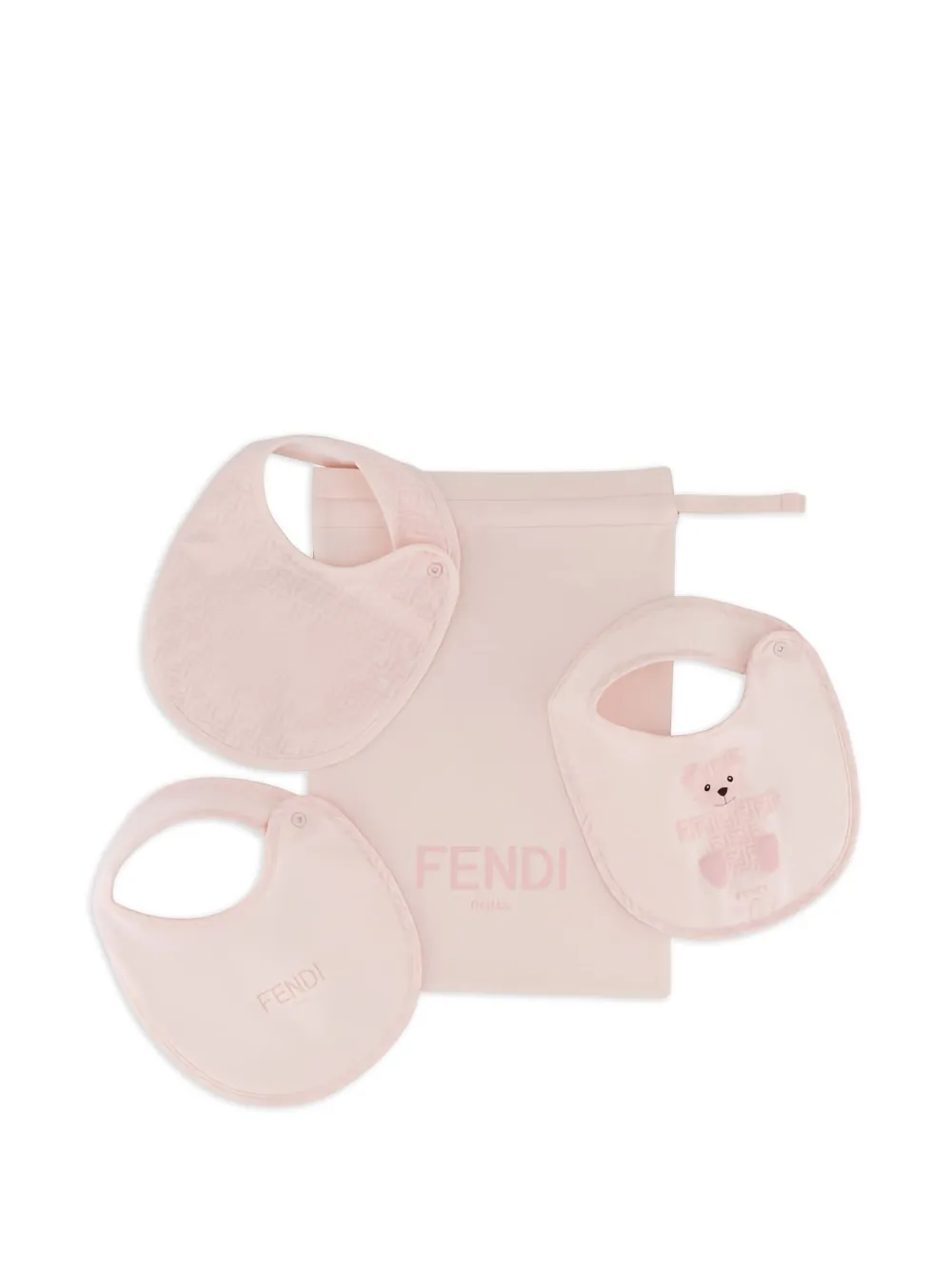 Fendi Kids FF-pattern bib (pack of three) | Pink | Image 1