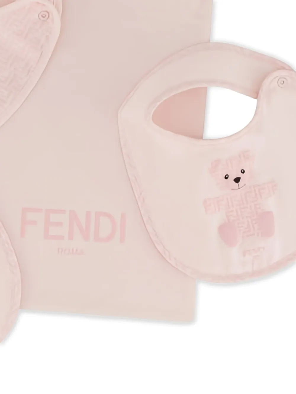 Fendi Kids Drie slabbetjes met FF-patroon - Roze