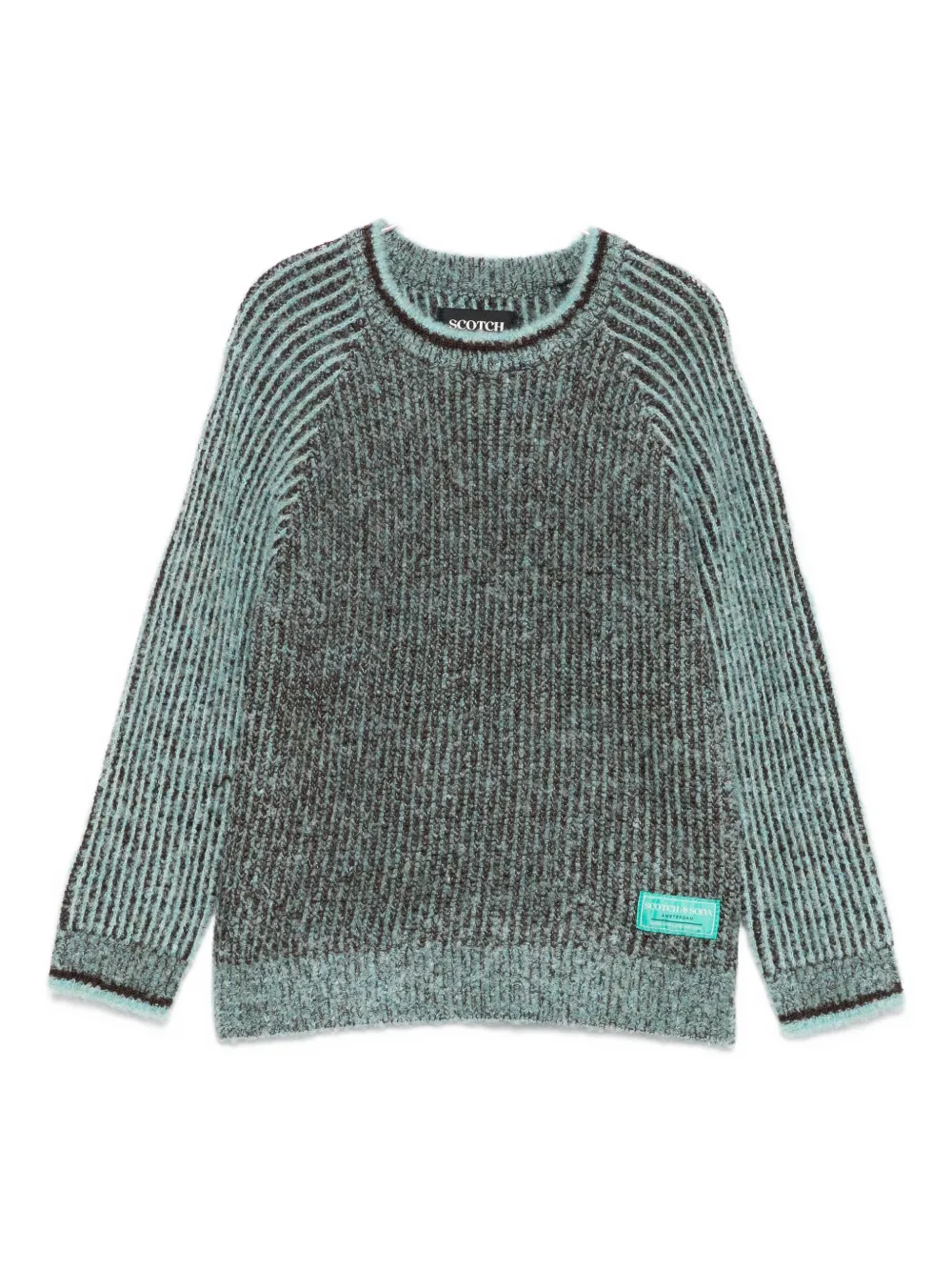 Scotch & Soda Kids' Ribbed-knit Sweater In Green