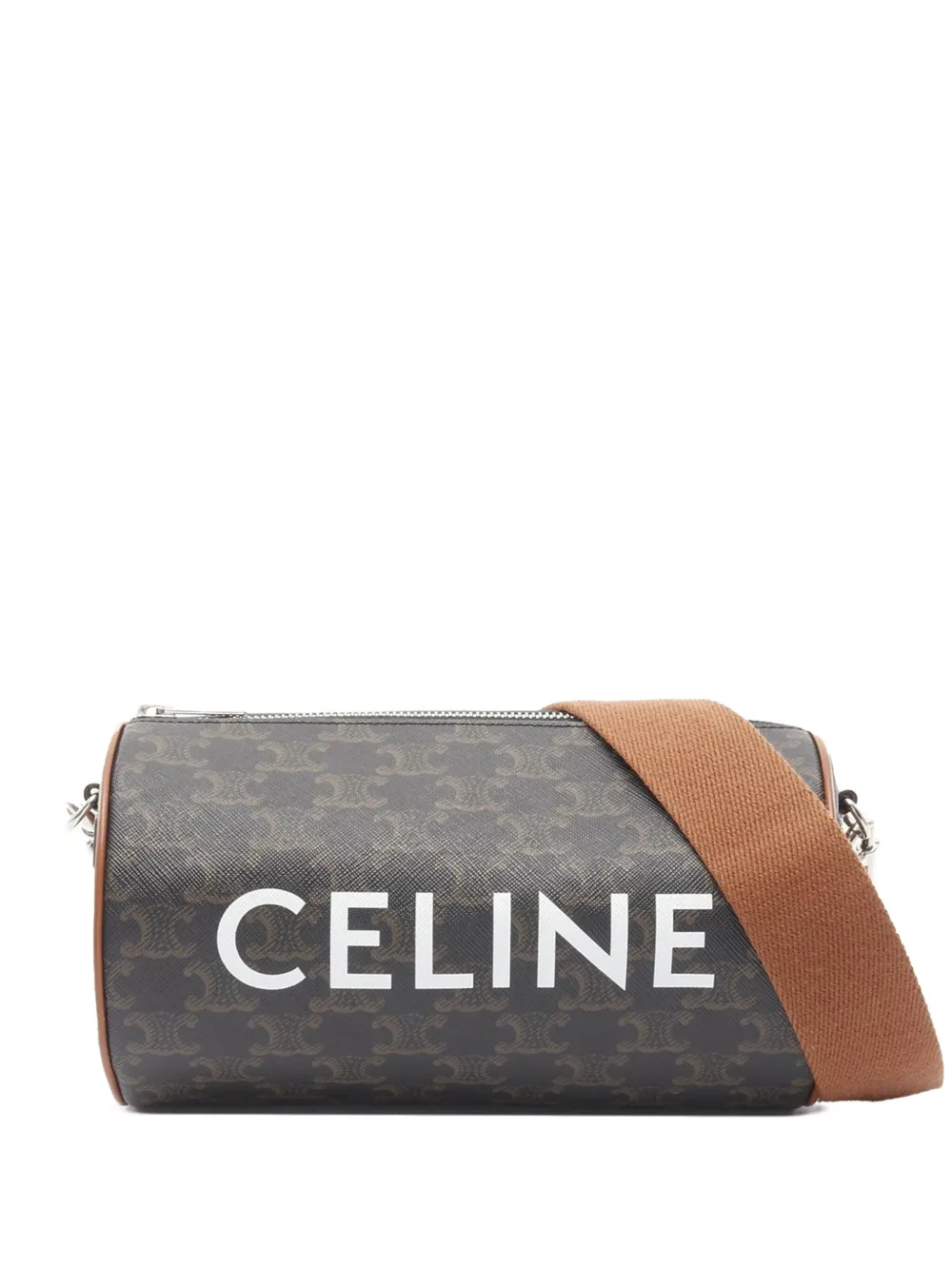 Celine Pre-Owned 2018-2025 Triomphe Coated Canvas Cylinder crossbody bag | Brown | Image 1