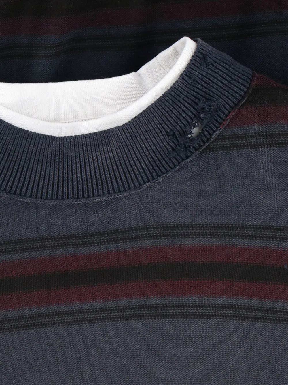 Balenciaga Striped Crewneck Sweater Long Sleeves In Blue