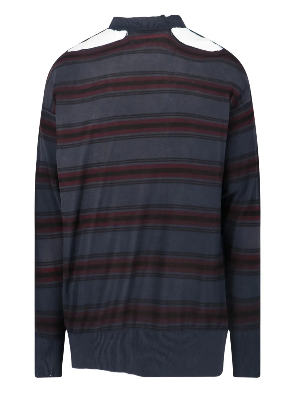 Balenciaga Striped Crewneck Sweater Long Sleeves In Blue