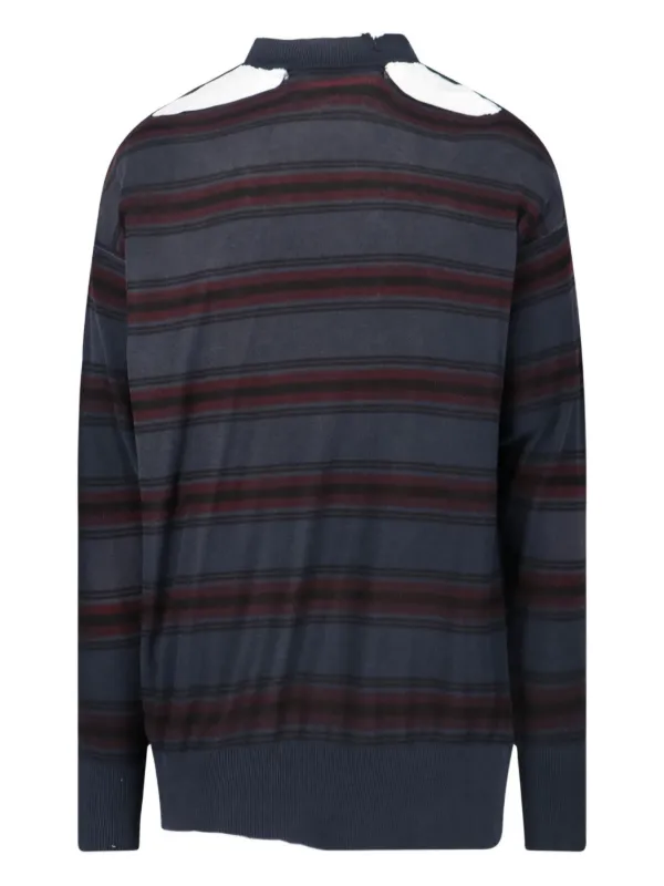 Balenciaga Striped Distressed Sweater | Blue | FARFETCH ID