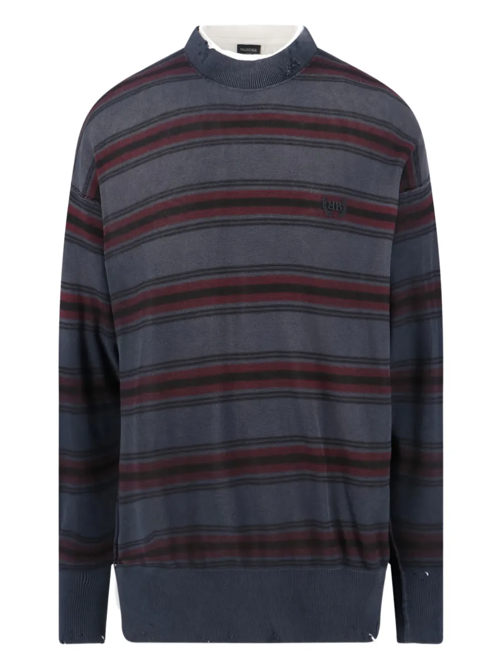 Balenciaga Striped Crewneck Sweater Long Sleeves In Blue