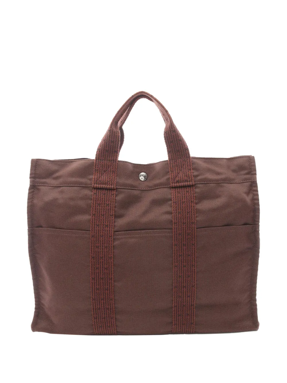 Pre-owned Hermes 1990-2010 Canvas Herline Mm Tote Bag In Brown