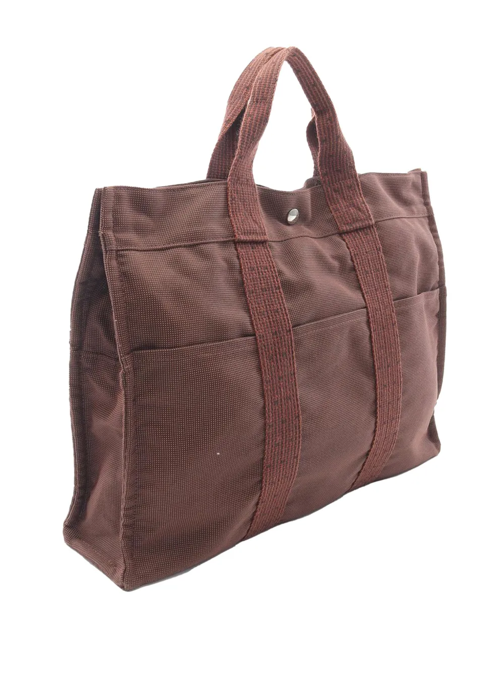 Pre-owned Hermes 1990-2010 Canvas Herline Mm Tote Bag In Brown