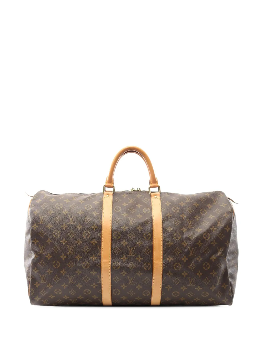 Pre-owned Louis Vuitton 2002 Monogram Keepall 55 Travel Bag In Brown