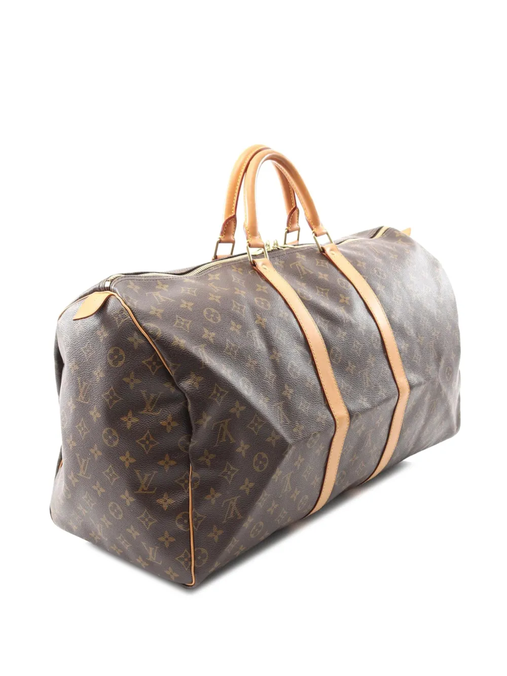 Pre-owned Louis Vuitton 2002 Monogram Keepall 55 Travel Bag In Brown