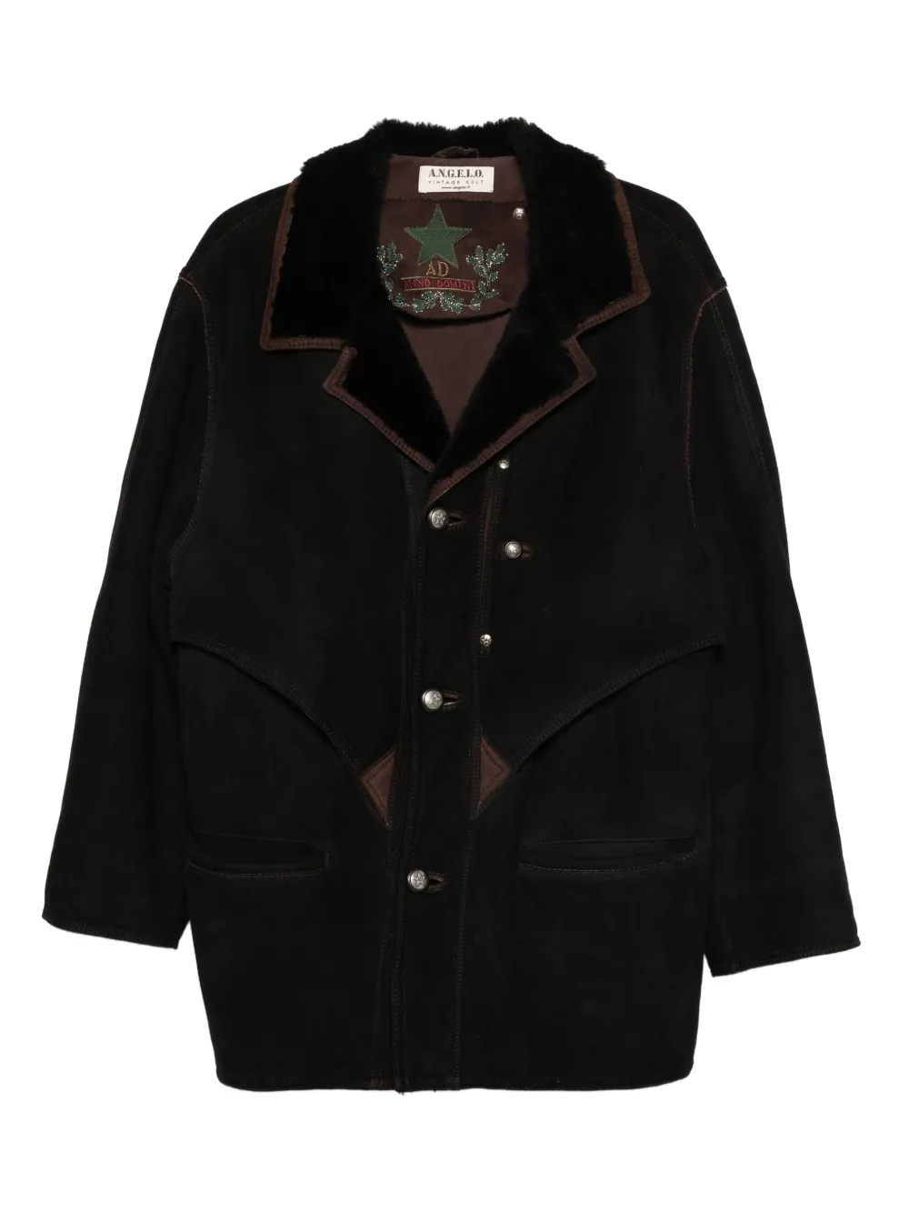 A.N.G.E.L.O. Vintage Cult 1990s シアリングトリム ジャケット - ブラック A.N.G.E.L.O. Vintage Cult 1990s シアリングトリム ジャケット - ブラック