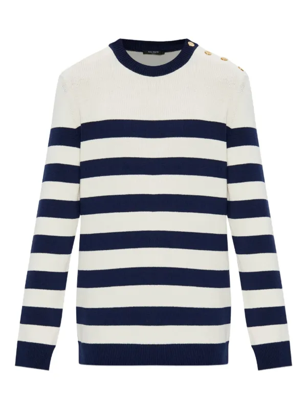 Balmain Gestreifter Pullover Schwarz FARFETCH AT