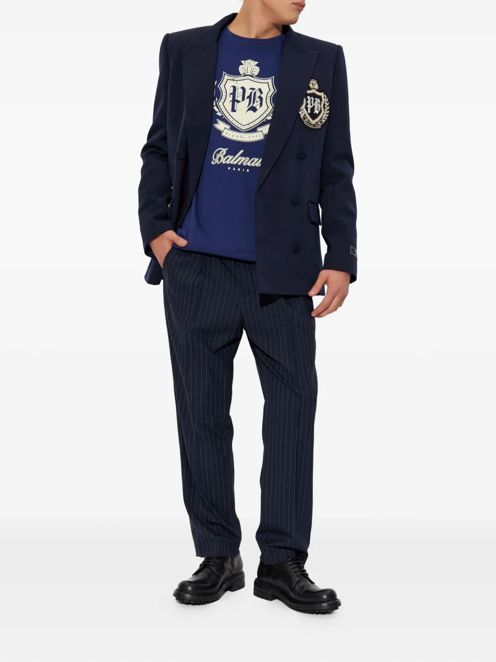 Balmain logo-print sweatshirt - Blauw