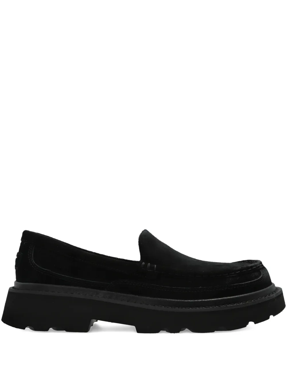 Ugg Ascot Suede Platform Loafers In Black