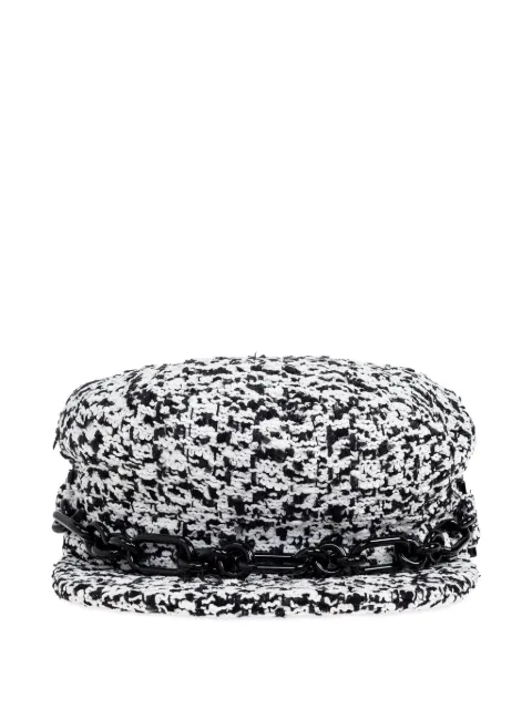 Balmain chain-detail tweed beret