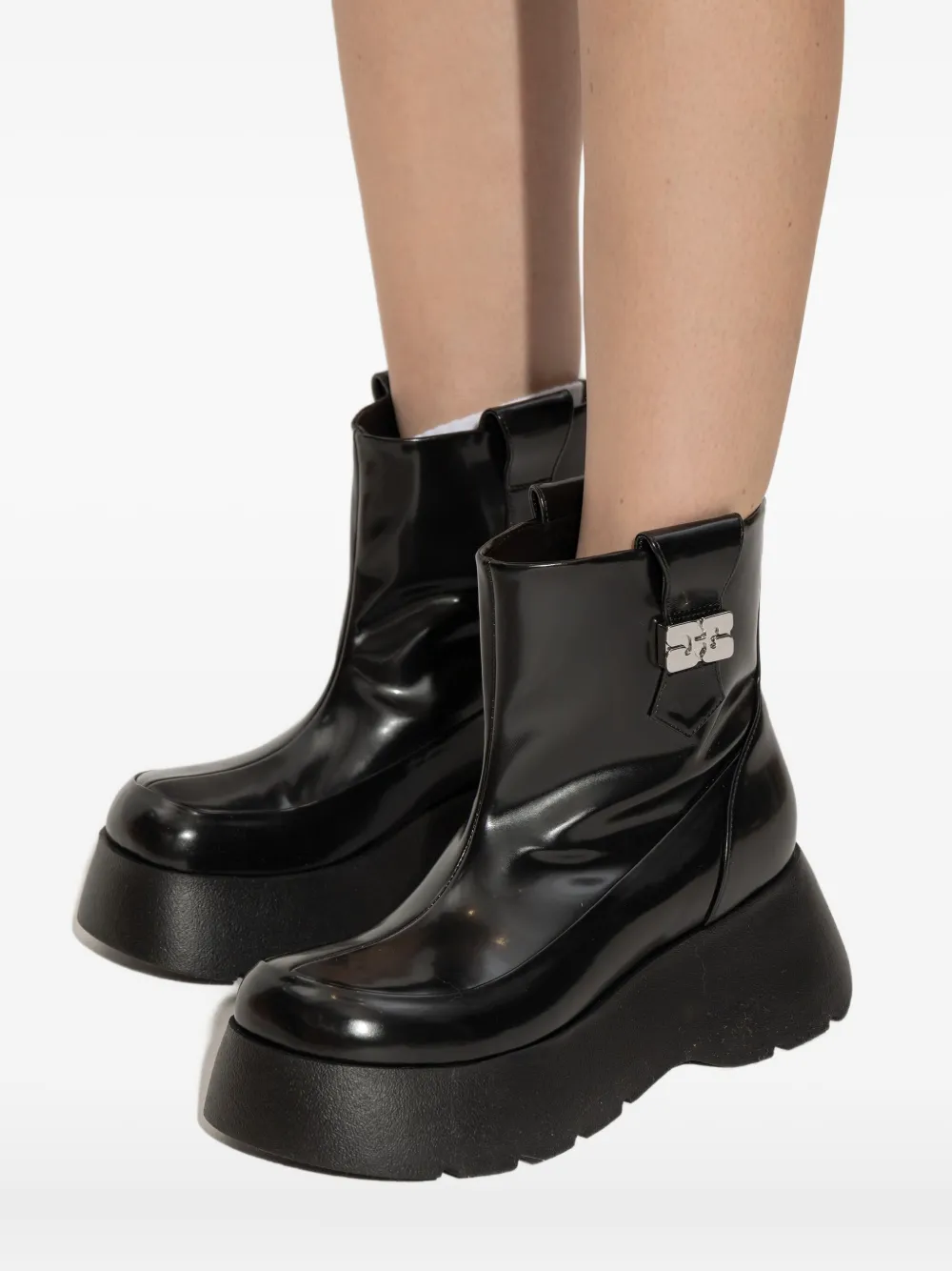 GANNI buckle platform boots Zwart
