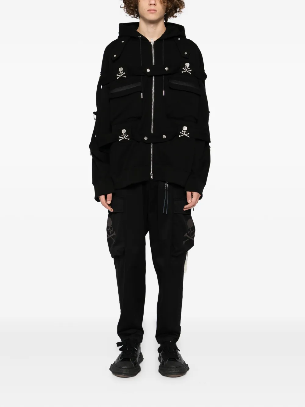 Mastermind Japan Broek met geborduurd logo - Zwart