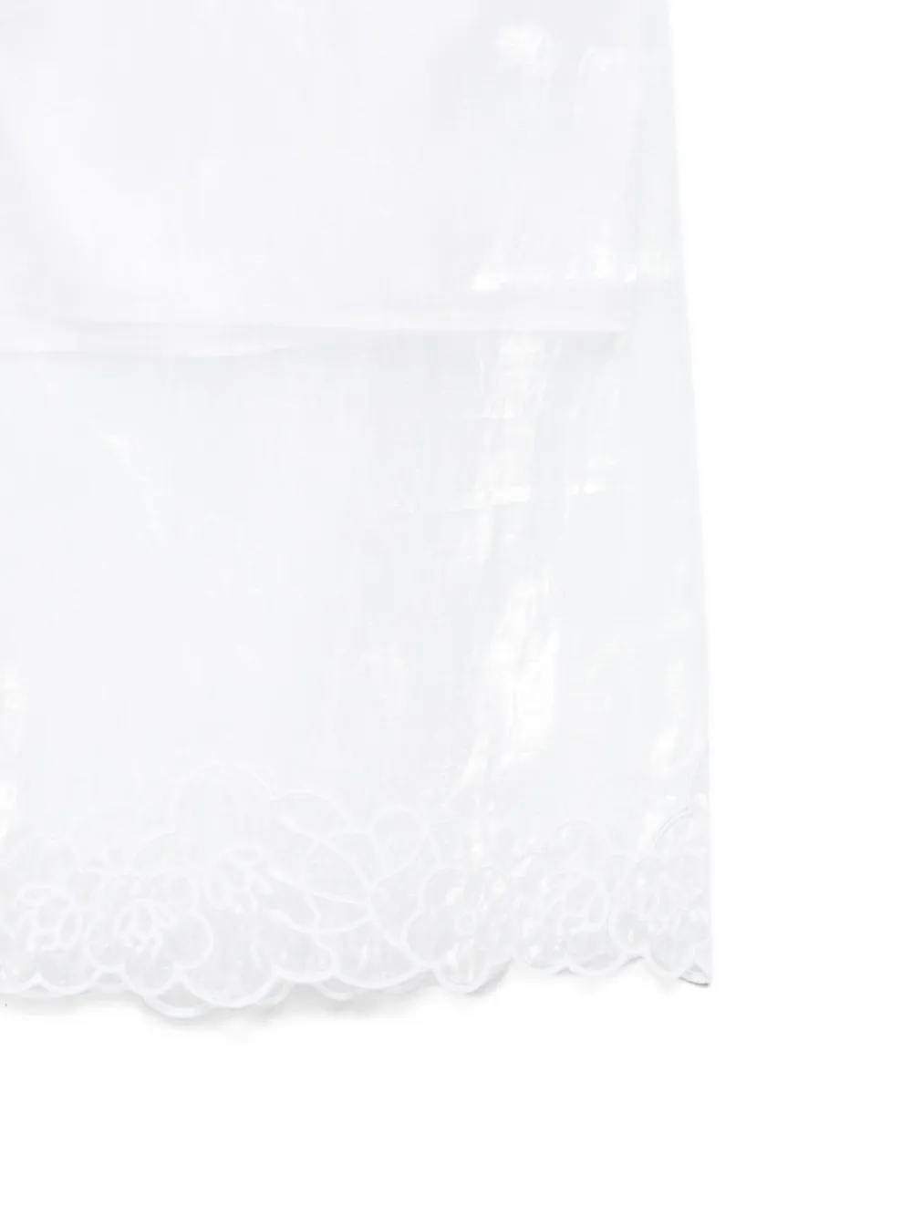 Cecilie Bahnsen Midi Skirt With Floral Embroidery And Back Slit In White