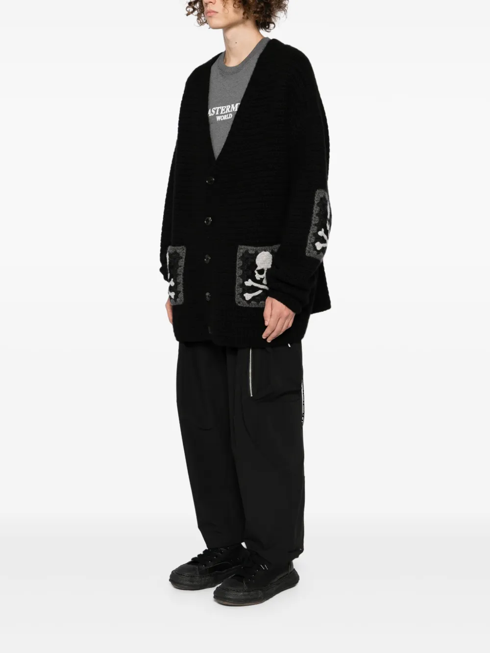 Mastermind Japan Hand Knitted Cardigan In Black