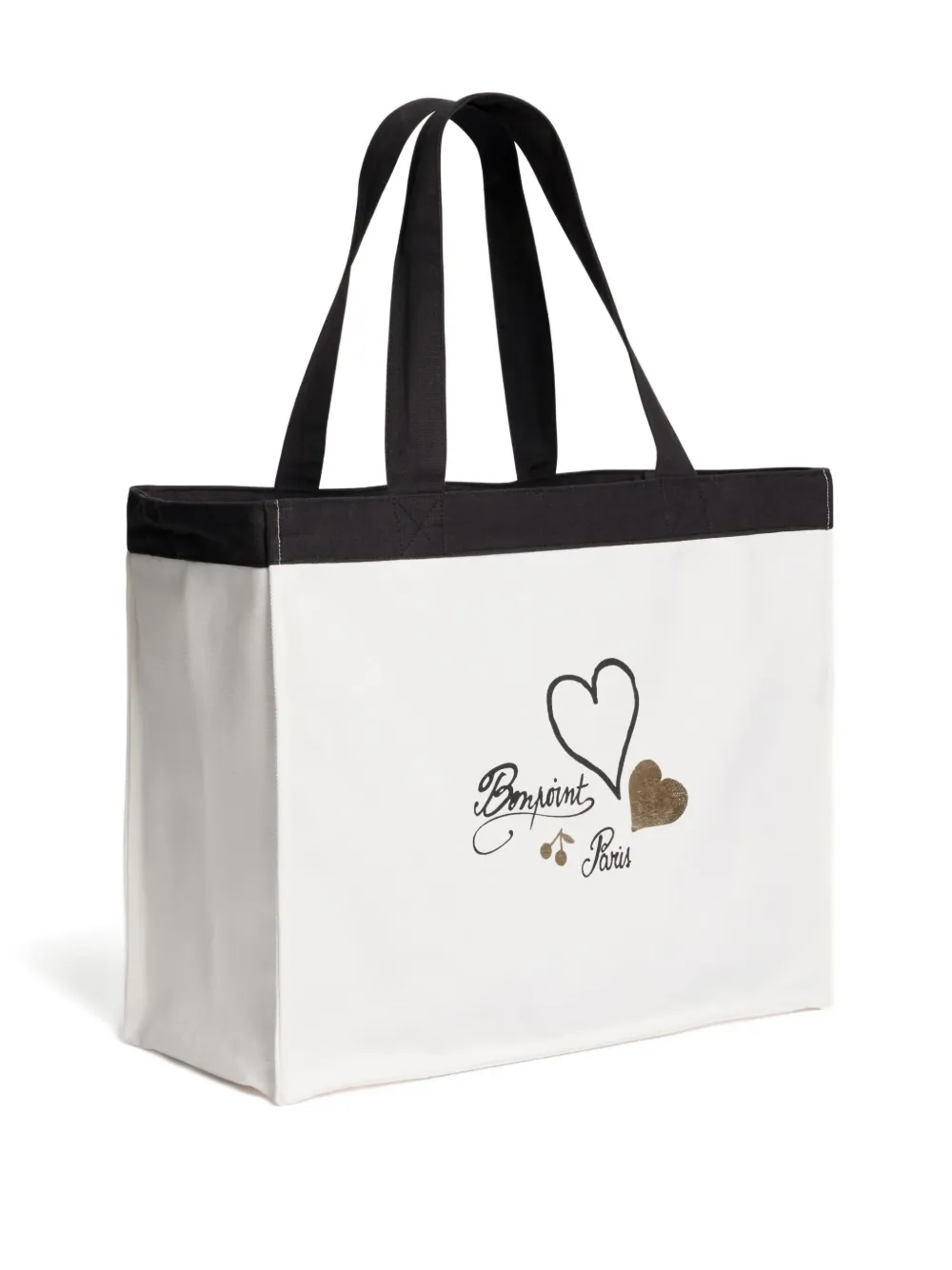 Bonpoint Emiko shopper van biologisch katoen met hartprint Wit