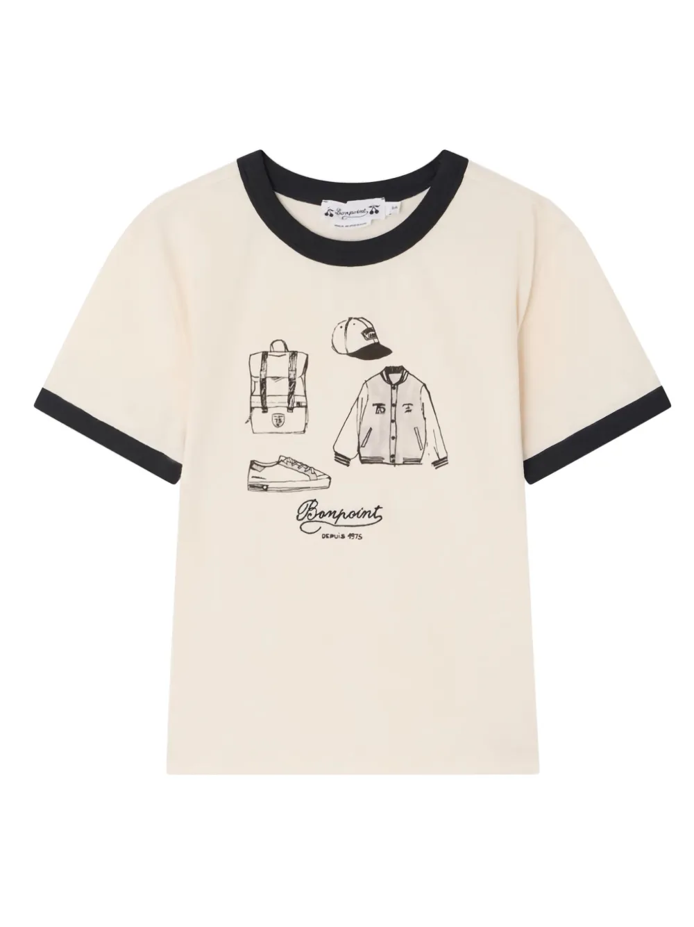 Bonpoint graphic-print crew-neck T-shirt | Neutrals | Image 1