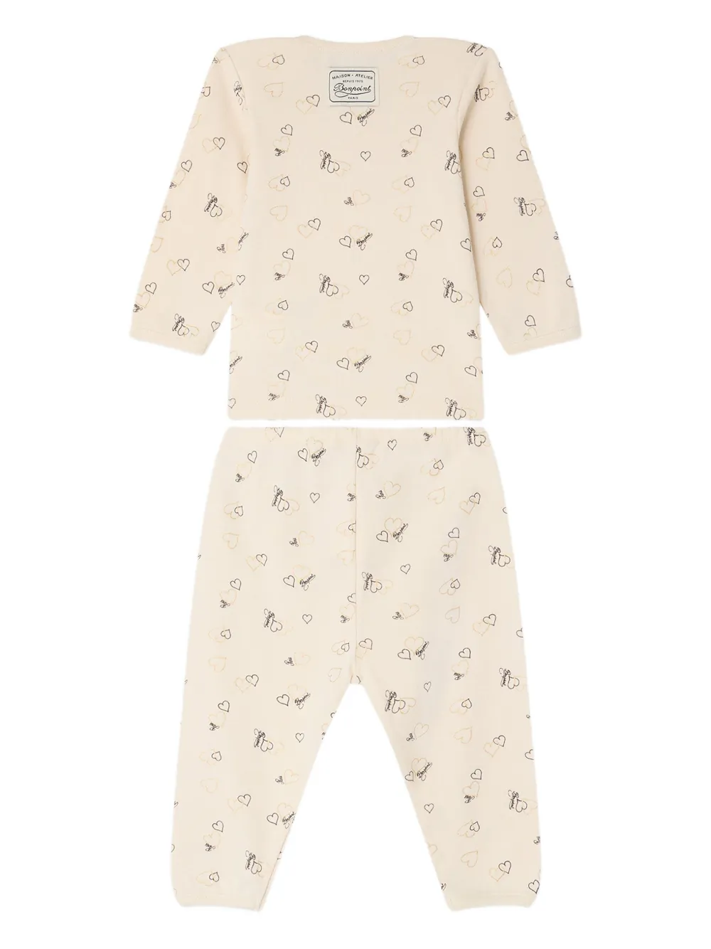 Bonpoint Romper van biologisch katoen met hartprint 904 IVORY