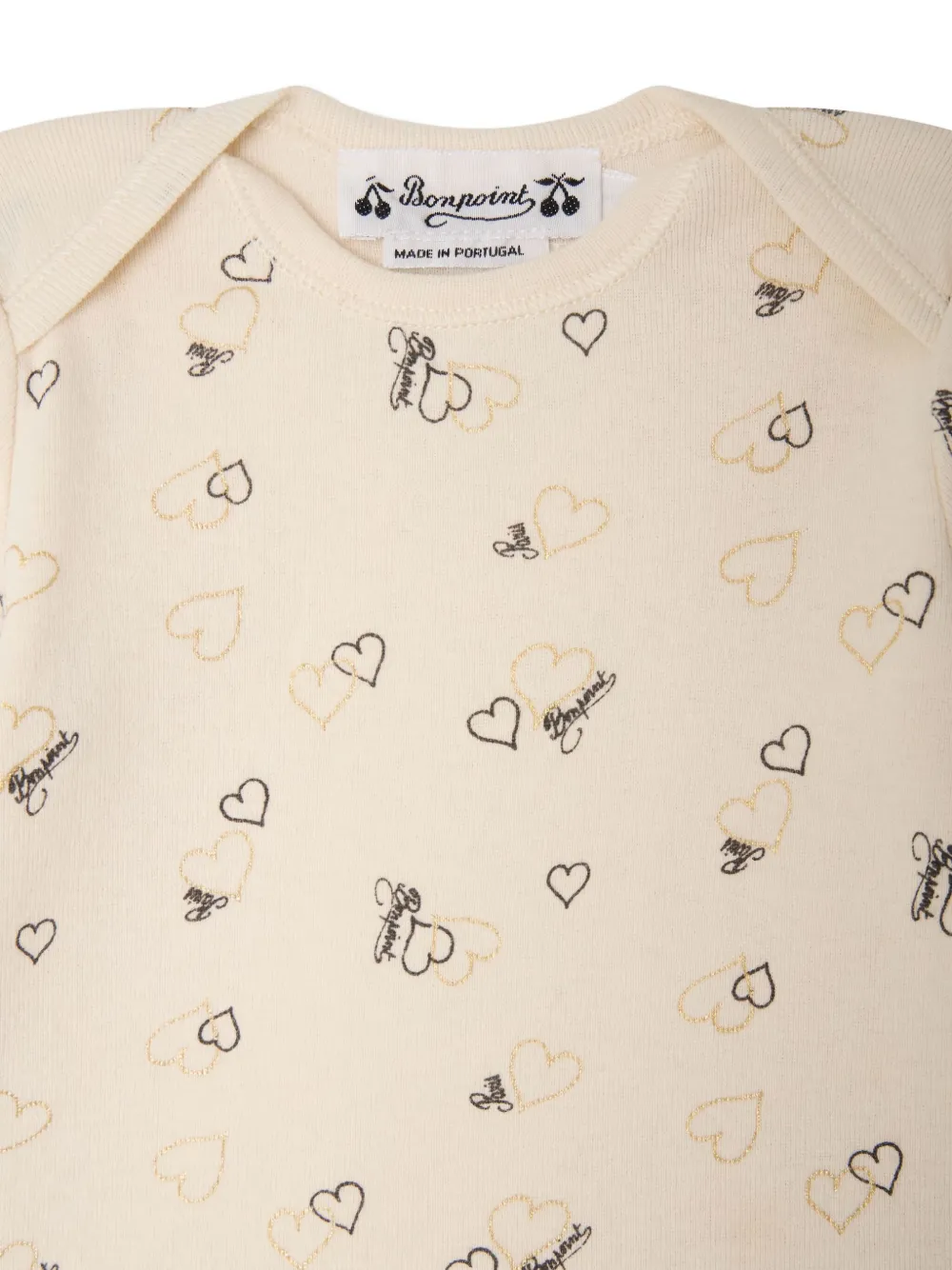 Bonpoint Romper van biologisch katoen met hartprint 904 IVORY