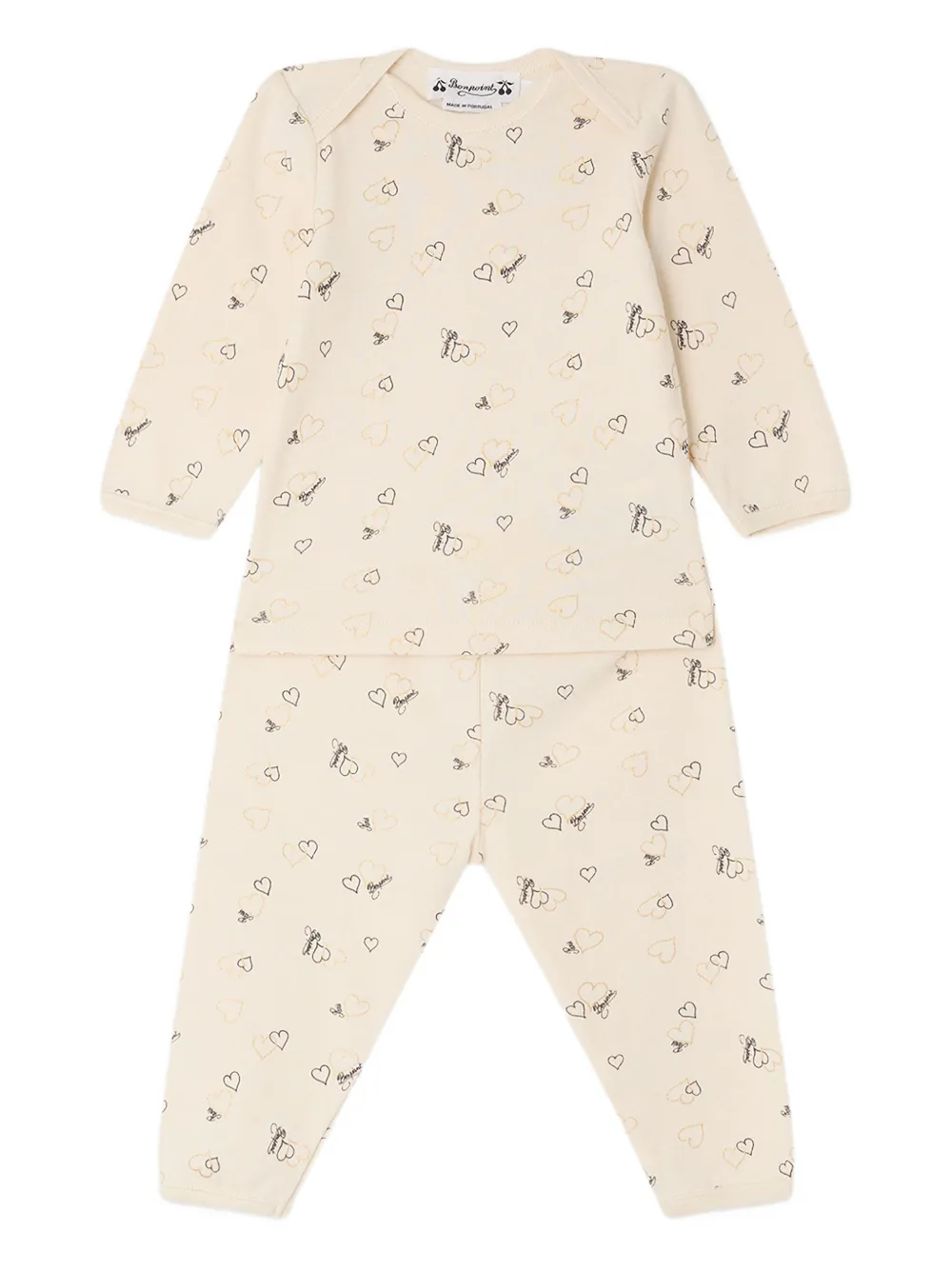 Bonpoint Romper van biologisch katoen met hartprint 904 IVORY