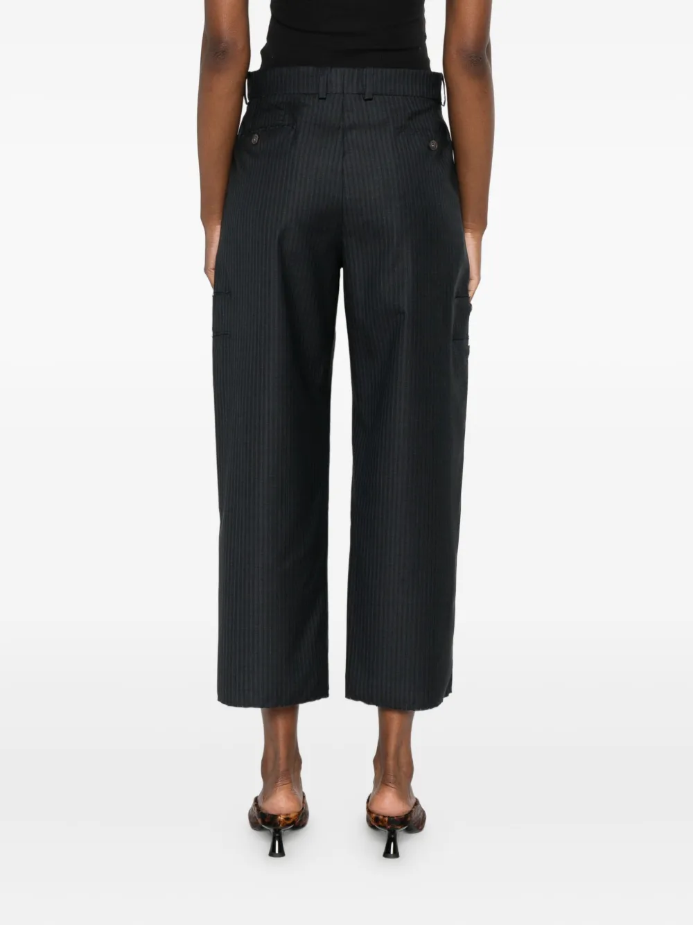 Sonia Carrasco Pinstripe Welt-pocket Trousers In Gray