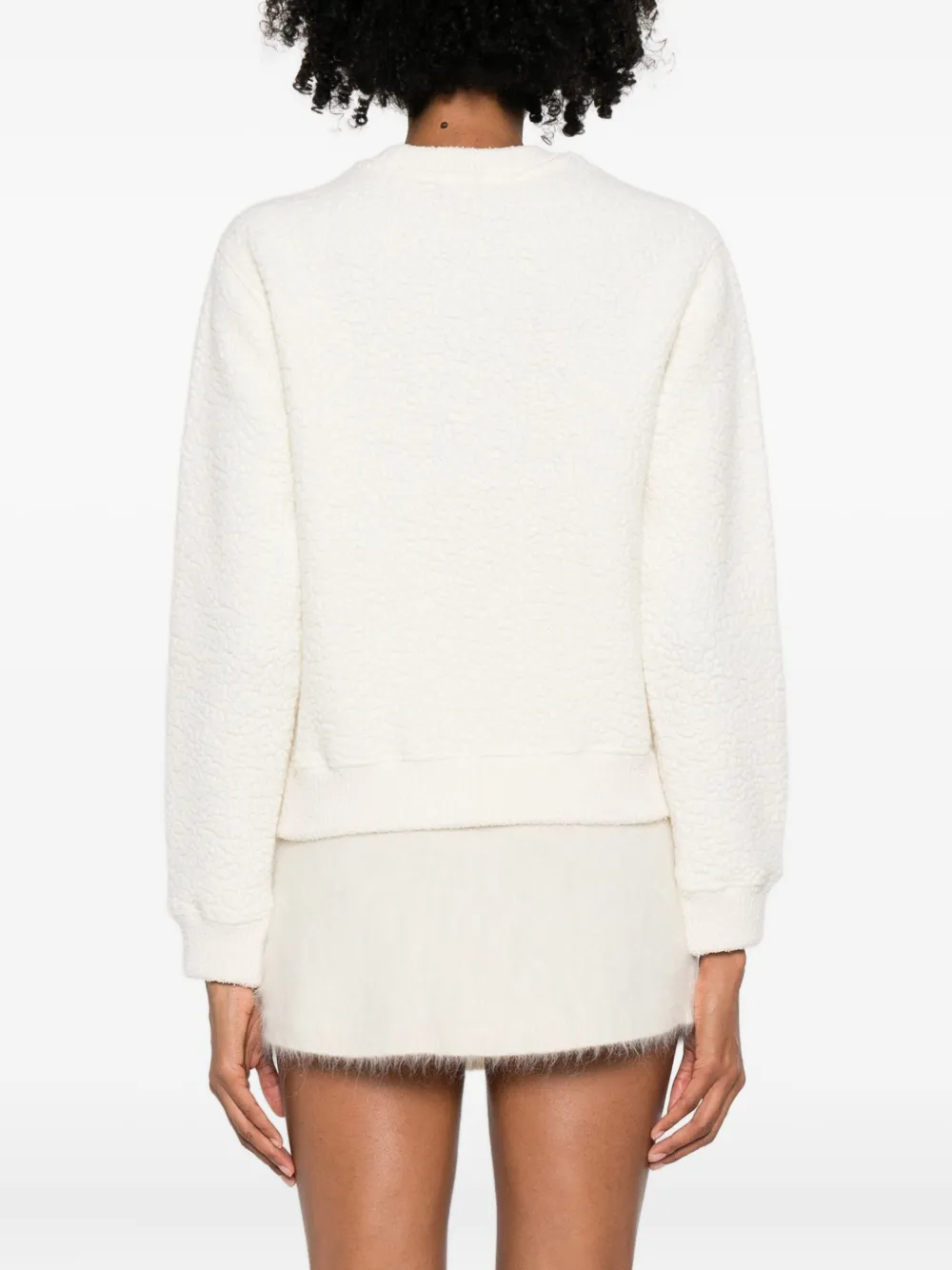 Casablanca Cashmere Blend Fleece Crewneck Top In White