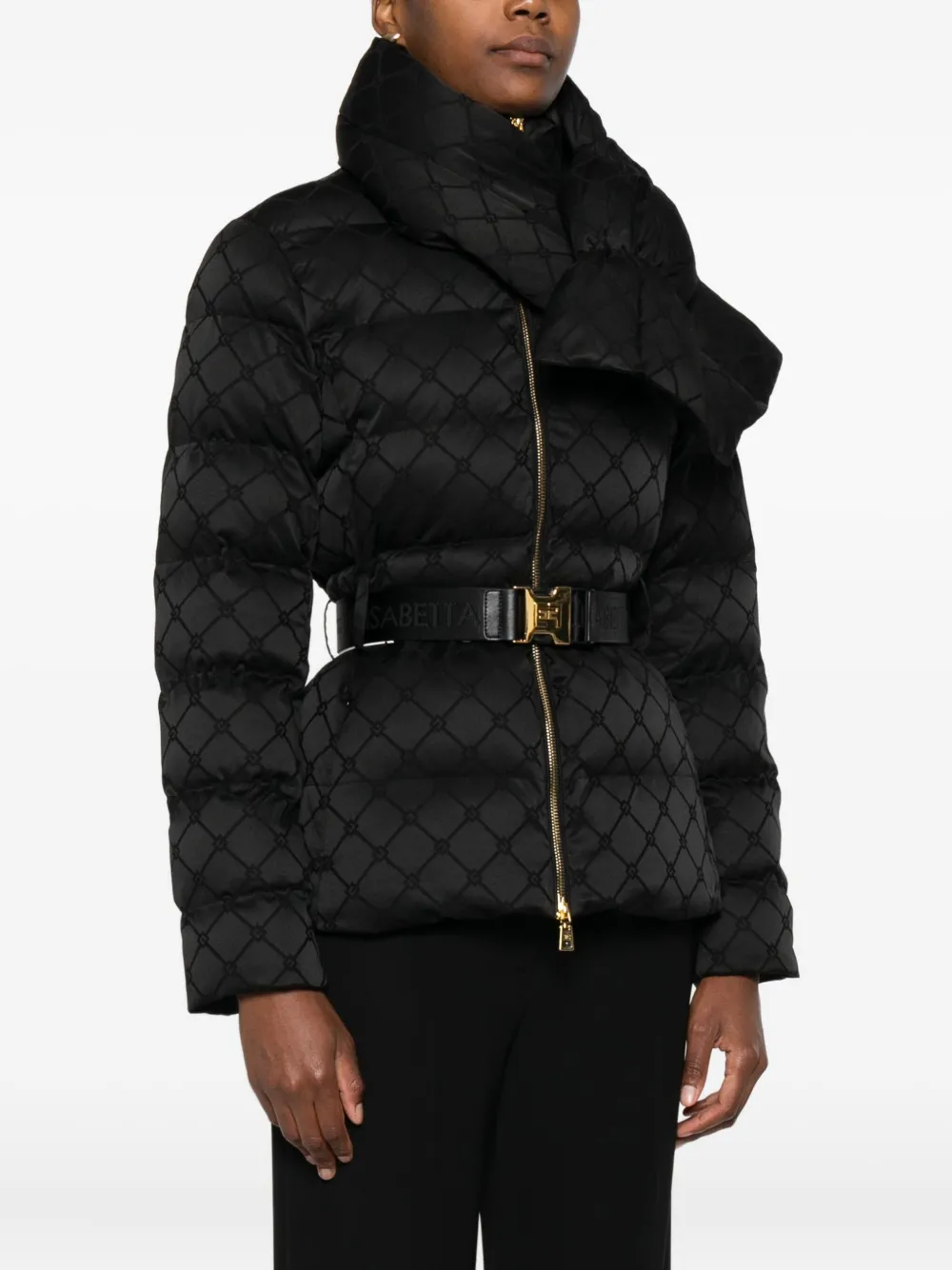 Elisabetta Franchi Gewatteerd bikerjack Zwart