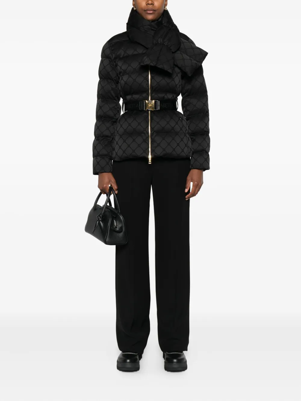 Elisabetta Franchi quilted belted jacket | Down Jackets | Image 2