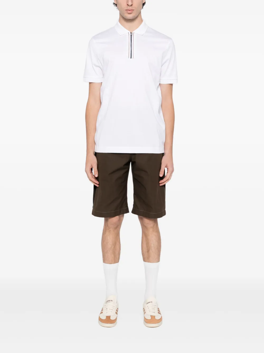 BOSS Poloshirt met rits - Wit