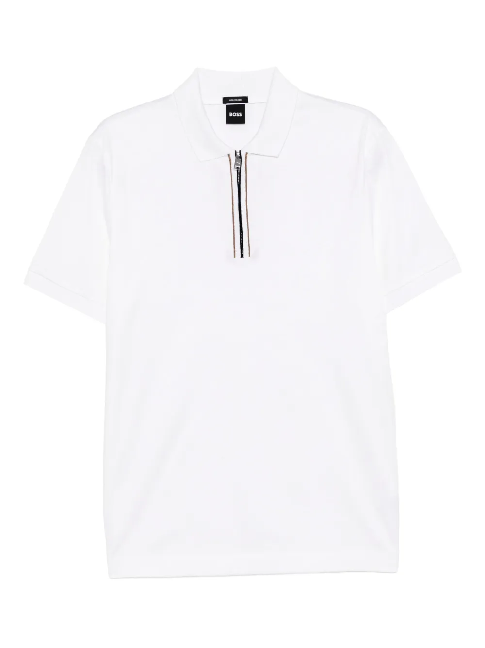 BOSS zip-up polo shirt | White | Image 1