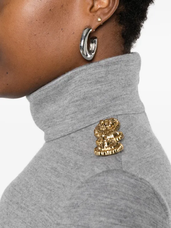 Balmain high-neck button-detail Dress | Grey | FARFETCH