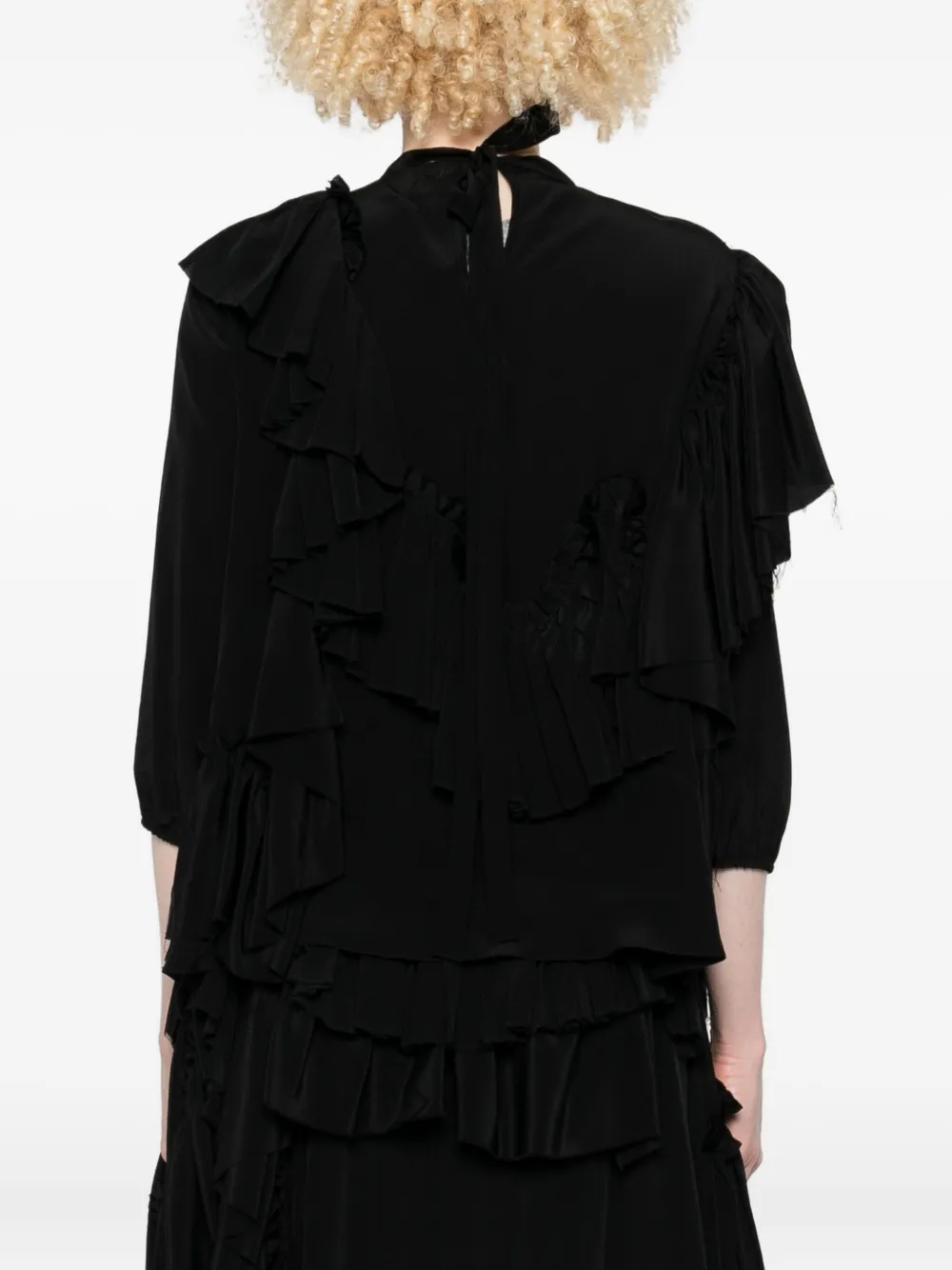 Alainpaul Ruffled Asymmetric Top In Black