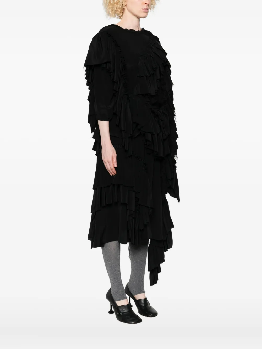 Alainpaul Ruffled Asymmetric Top In Black