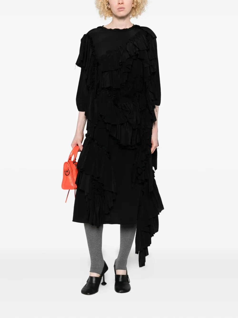 ALAINPAUL ruffled asymmetric top - Zwart