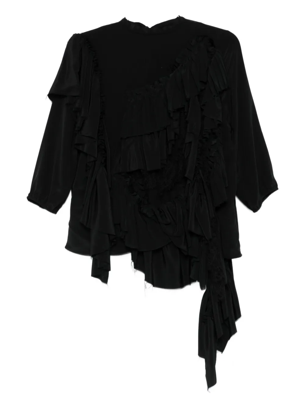 Alainpaul Ruffled Asymmetric Top In Black