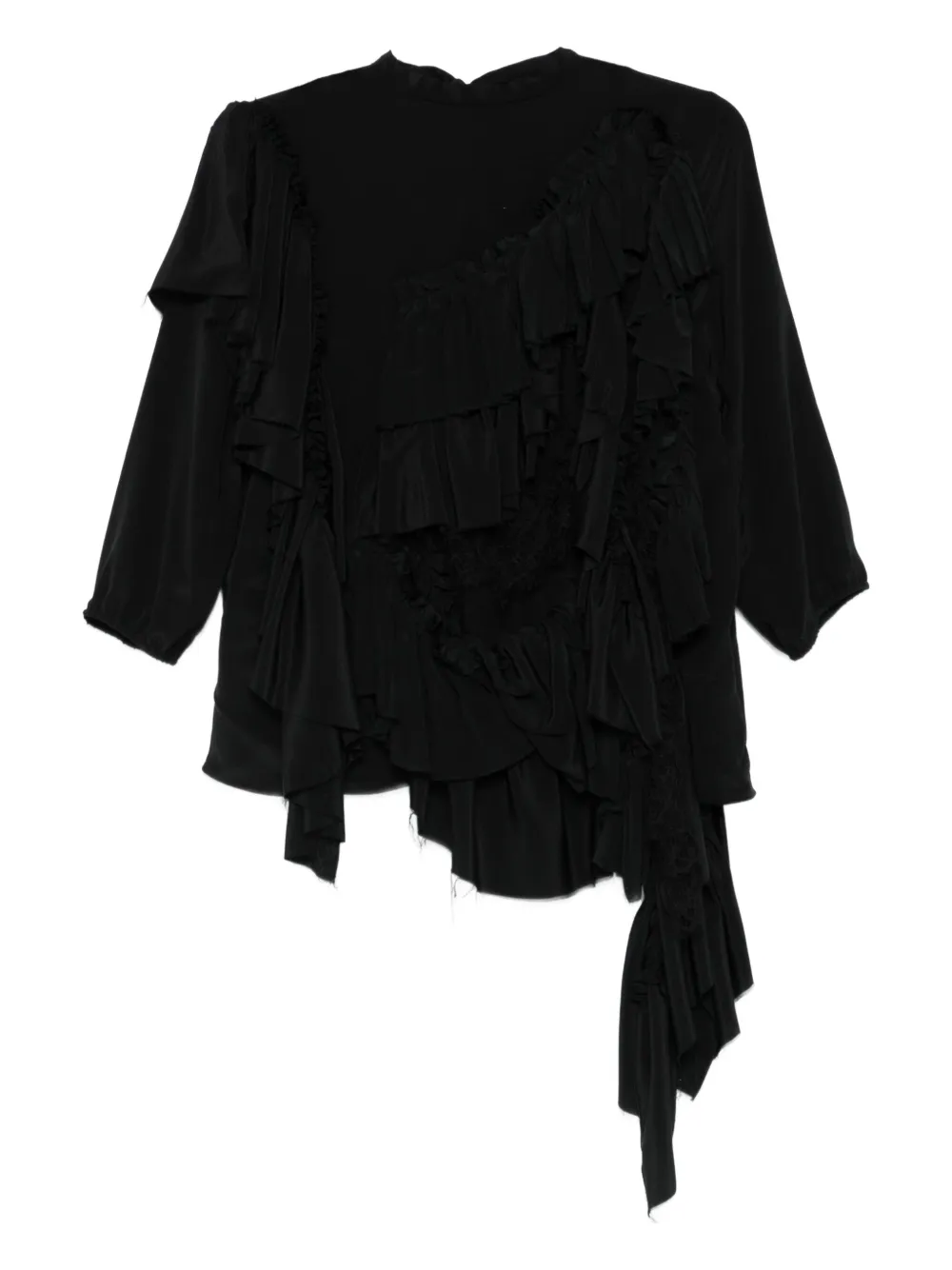 ALAINPAUL ruffled asymmetric top | Black | Image 1