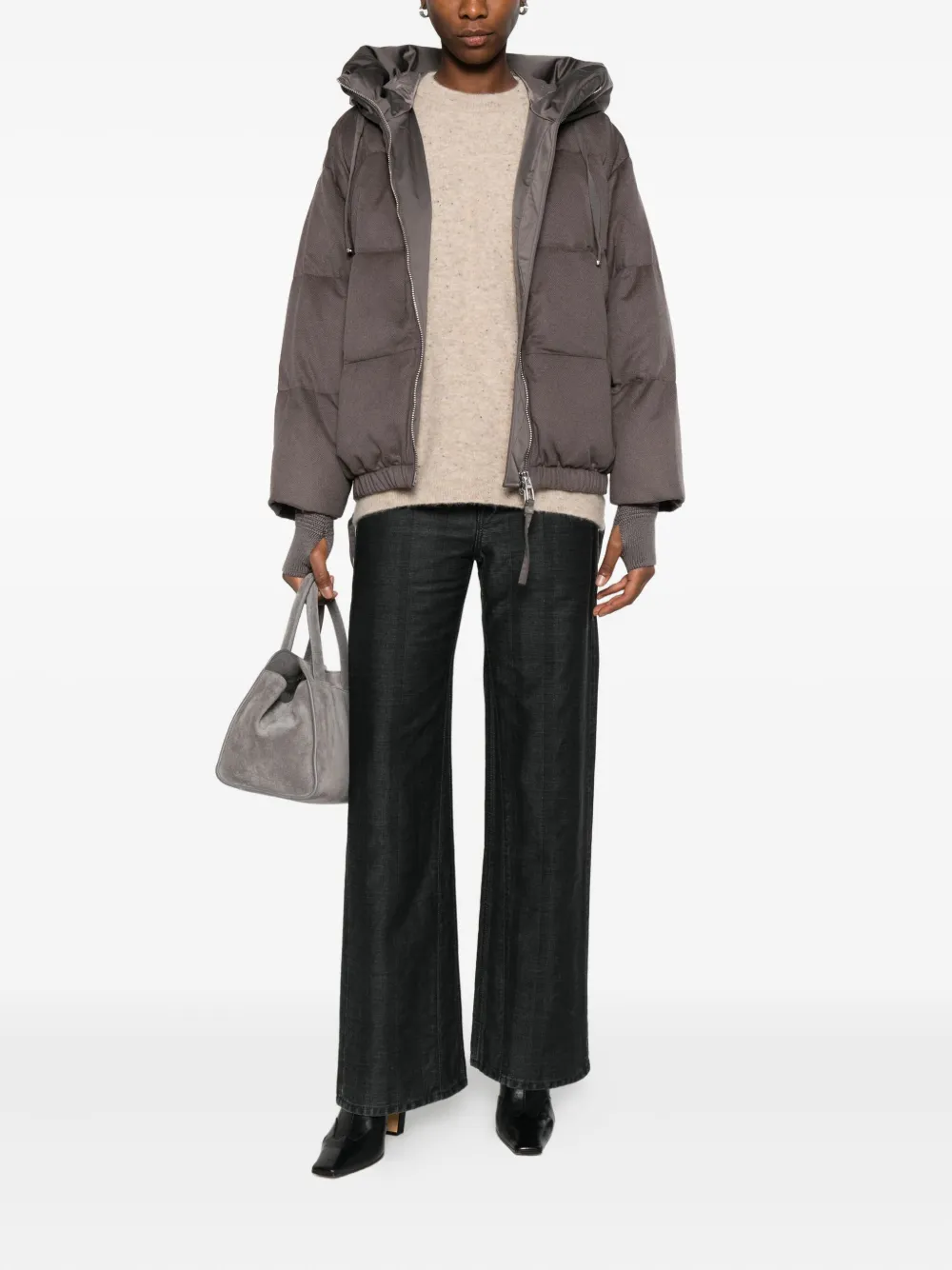 Duno Quilted Hooded Jacket In Brown