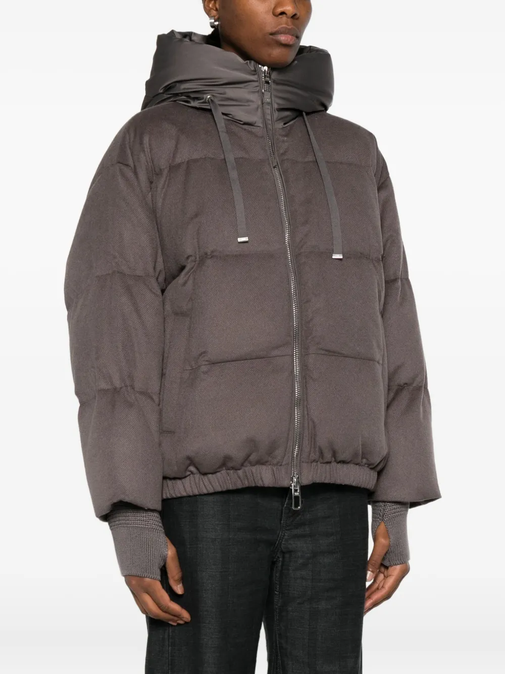 Duno Quilted Hooded Jacket In Brown