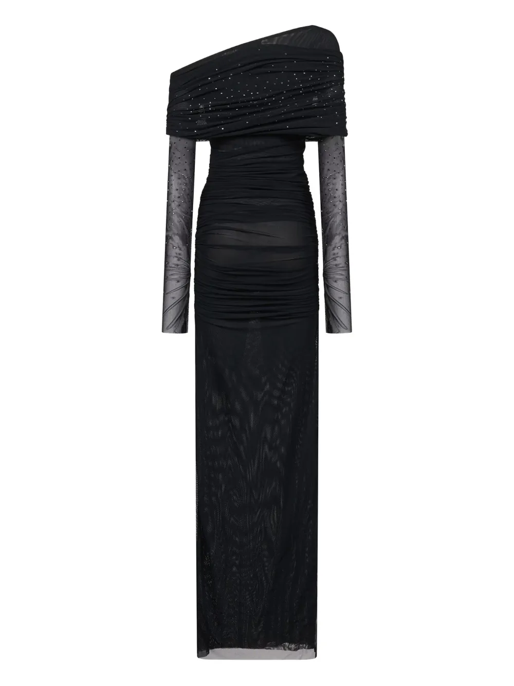 Amen one-shoulder long-sleeve dress - Zwart
