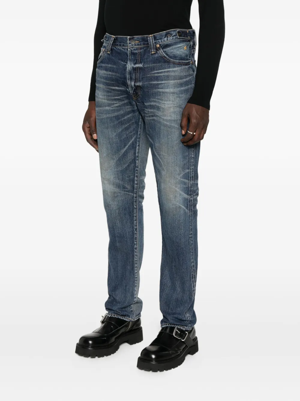 Mastercraft Union Faded Button-fly Jeans In Blue