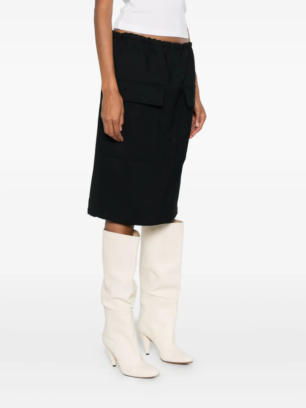 Plan C Elastische straight rok Zwart