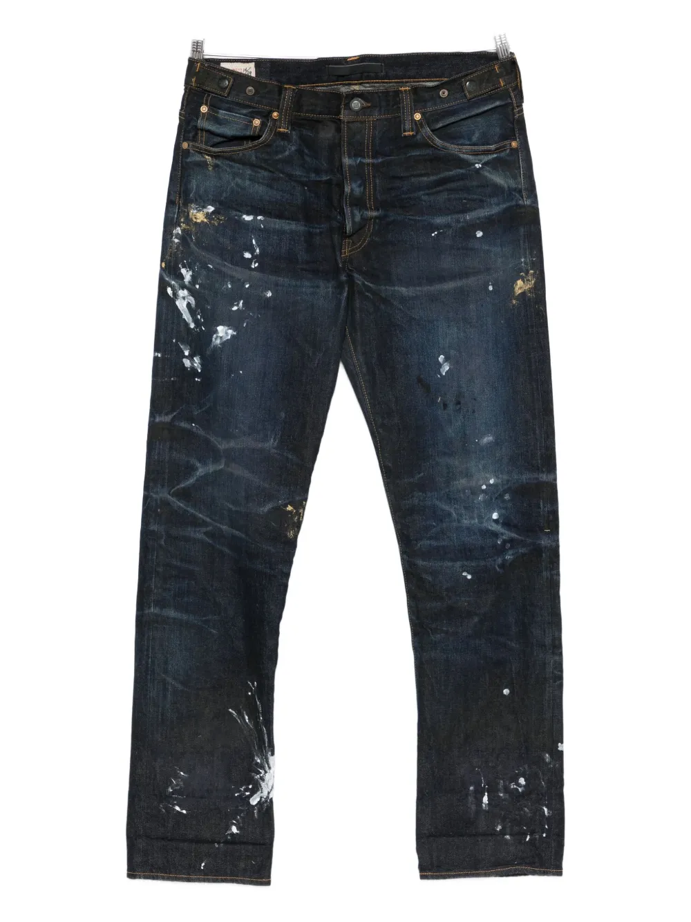 Mastercraft Union Edo paint-splatter jeans - ブルー Mastercraft Union Edo paint-splatter jeans - ブルー