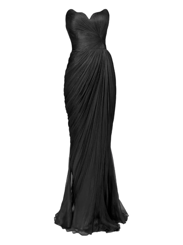 strapless open back dress One Shoulder Hot Pink Wedding Guest Dress Formal Evening Party Dress J –  JulyProm main image 1