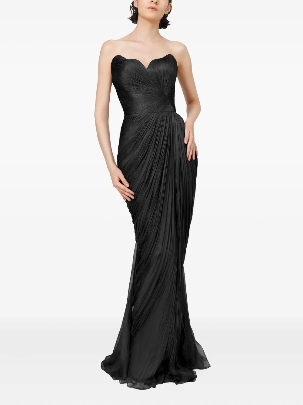 Iris Serban pleated-bodice dress - Zwart