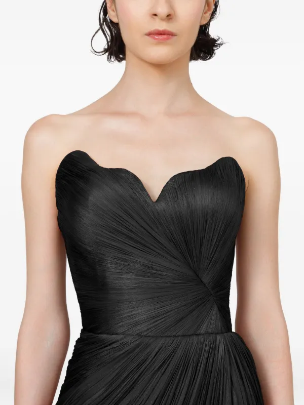 strapless open back dress Sweetheart Pleated Bodice Maxi Dress in Champagne main image 0