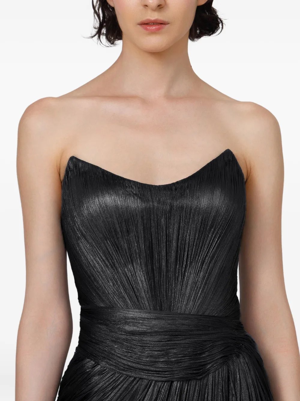 Iris Serban Jurk met geplooid lijfje Zwart