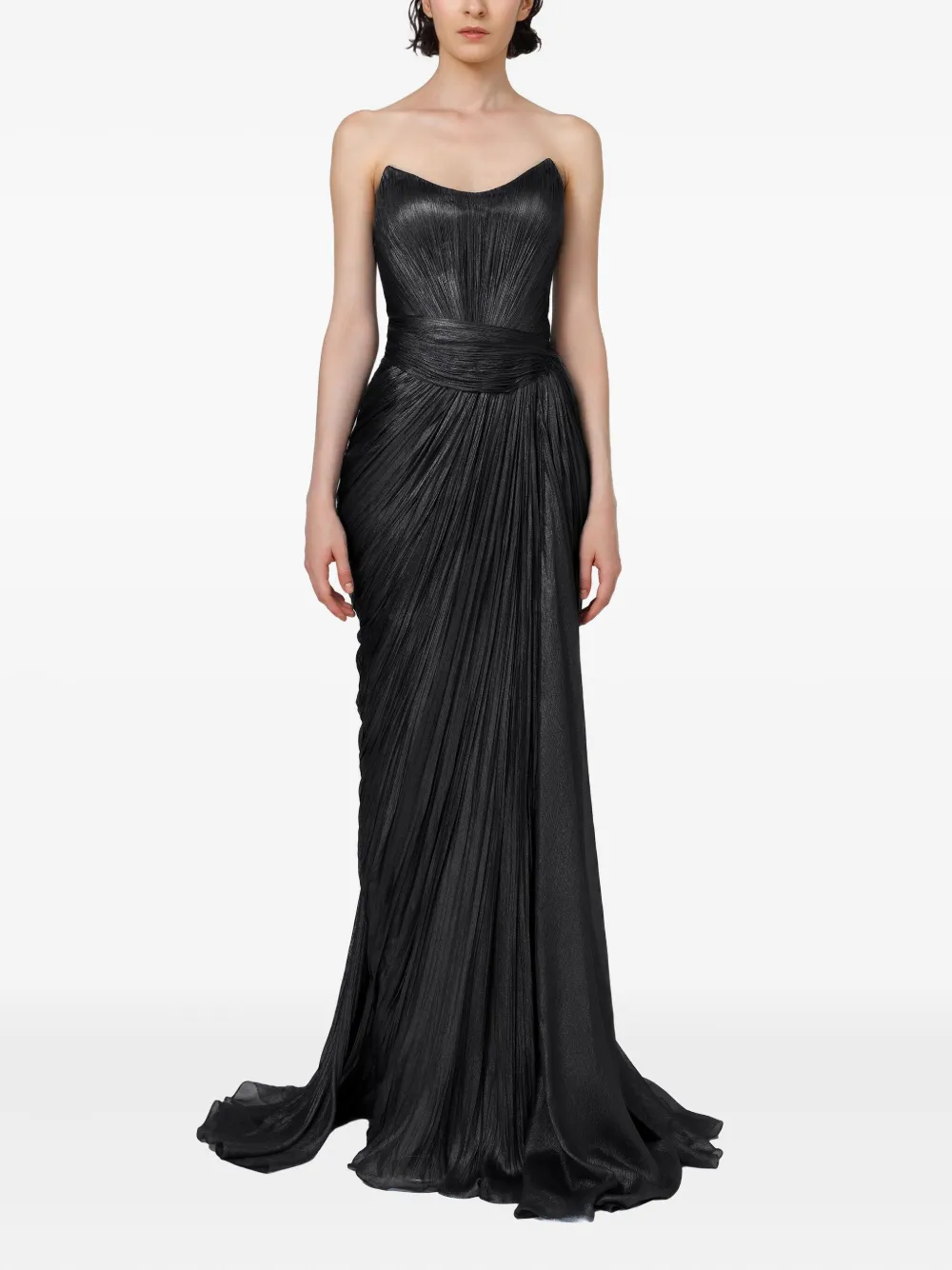 Iris Serban pleated-bodice dress - Zwart